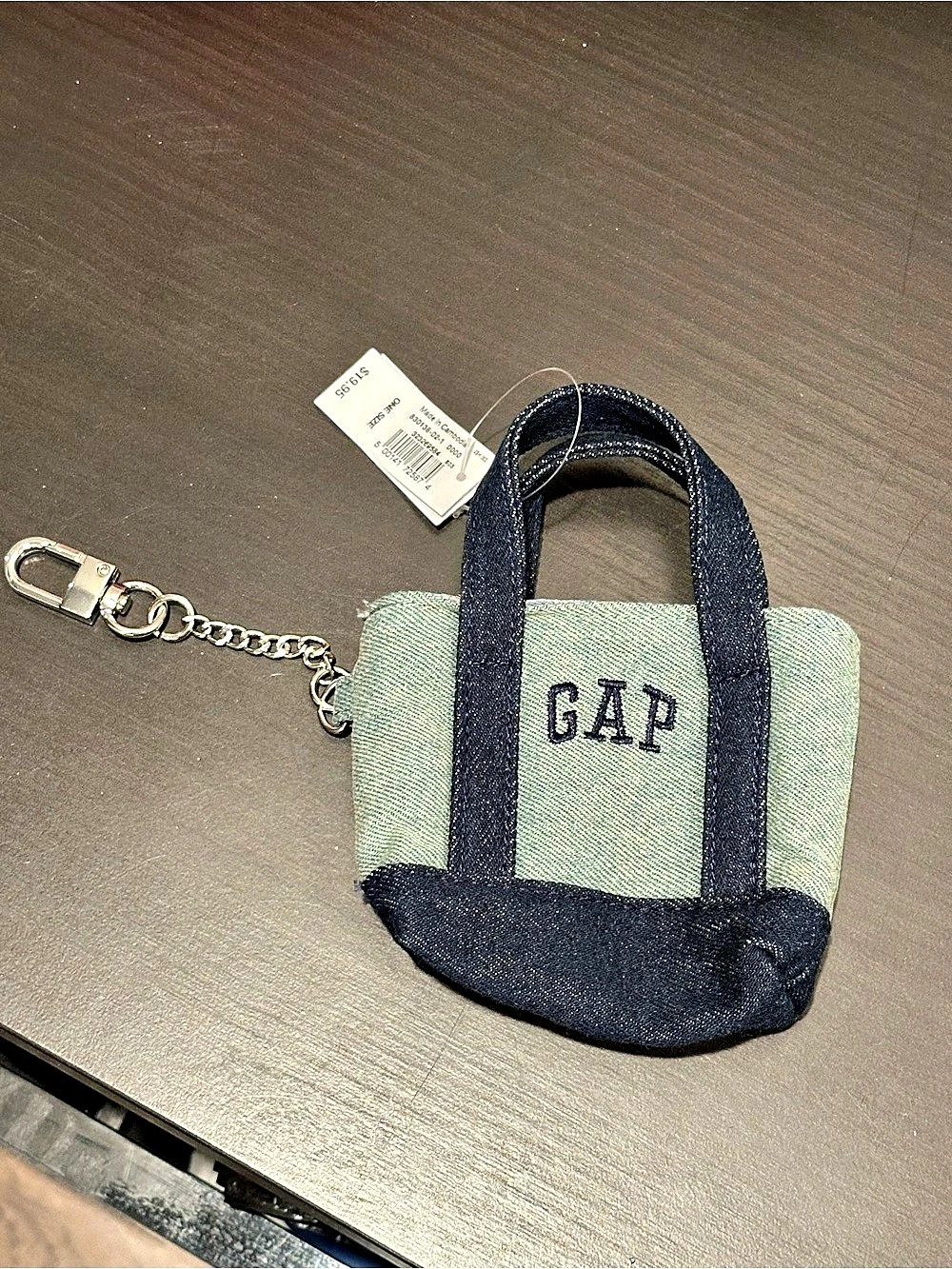 Gap Logo Tote Bag Charm Mini Bag in Blue denim